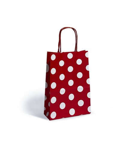 Bolsa Lunares Blancos (base roja) 14x8x20