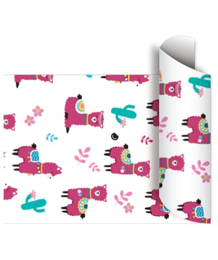 Papel de regalo bobina 60cm x100 Mts - LLAMAS
