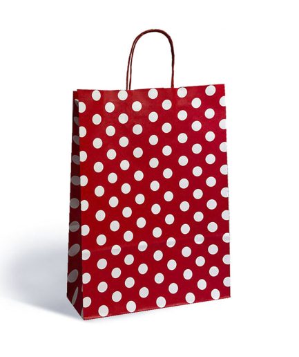 Bolsa Lunares Blancos (base roja) 30x12x41