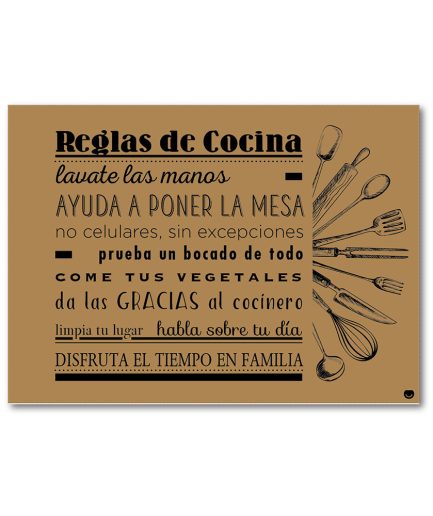 Mantel individual - REGLAS DE COCINA 40X29  x 25u.