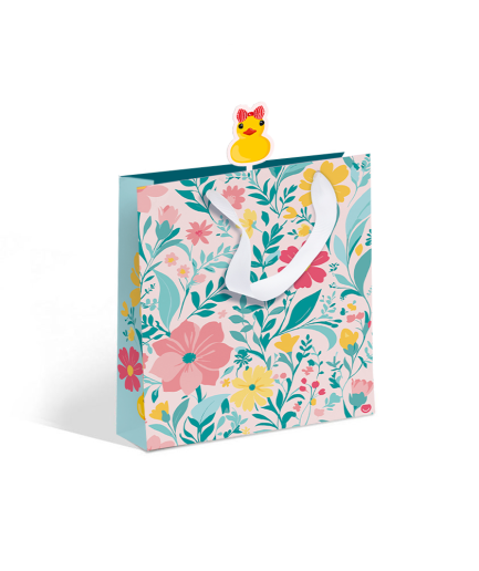 Bolsa Artesanal Patitos Flores 22x10x26