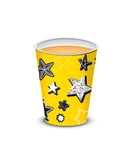 Vaso polipapel 8 oz - AMARILLO STARS x10