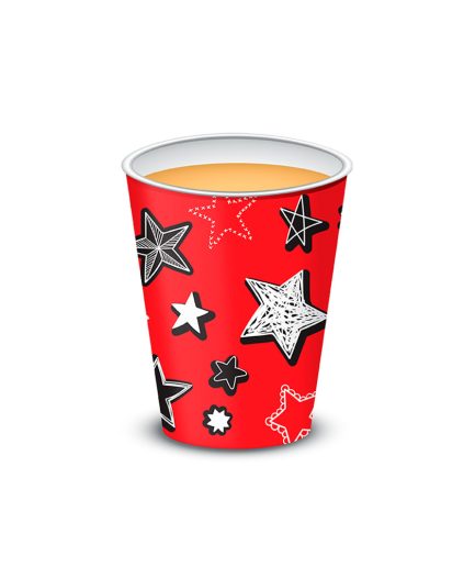 Vaso polipapel 8 oz - ROJO STARS x10