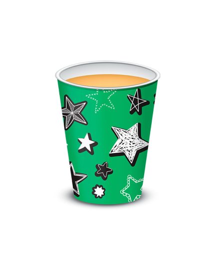 Vaso polipapel 8 oz - VERDE STARS x10