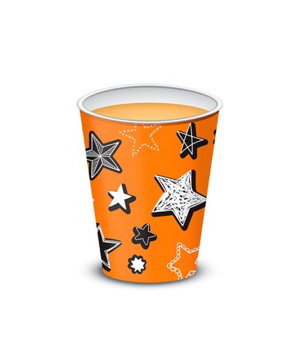 Vaso polipapel 8 oz - NARANJA STARS x10