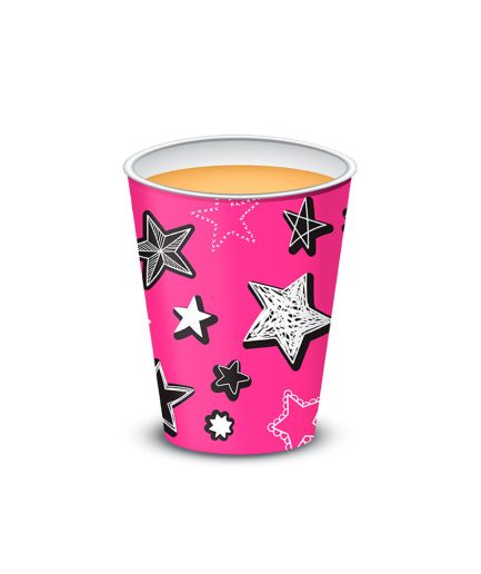 Vaso polipapel 8 oz - FUCSIA STARS x10