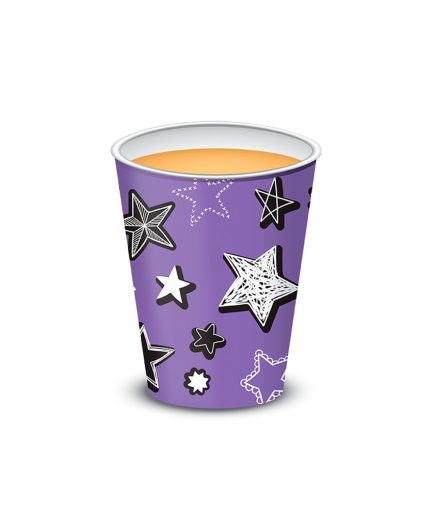 Vaso polipapel 8 oz - VIOLETA STARS x10