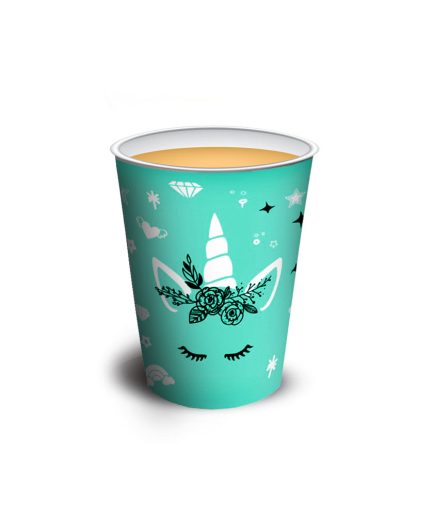 Vaso polipapel 8 oz - UNICORN GREEN x10