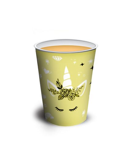 Vaso polipapel 8 oz - UNICORN YELLOW x10