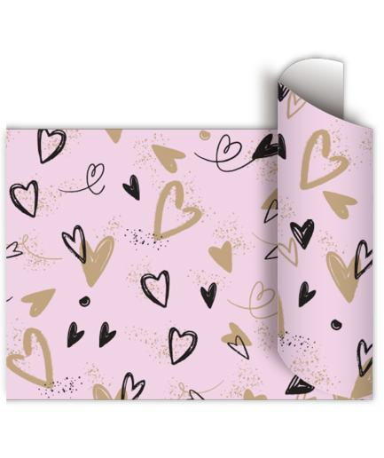 Papel de regalo bobina 40cm x100 Mts - GOLD HEART